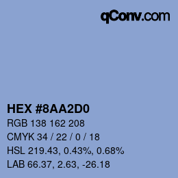 Farbcode: HEX #8AA2D0 | qconv.com