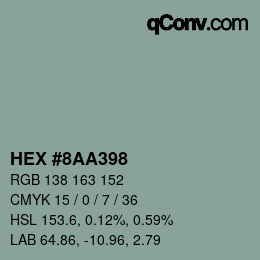 颜色代码: HEX #8AA398 | qconv.com