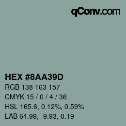 Farbcode: HEX #8AA39D | qconv.com