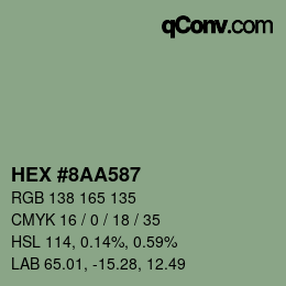 Color code: HEX #8AA587 | qconv.com