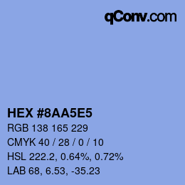 Color code: HEX #8AA5E5 | qconv.com