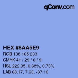 Color code: HEX #8AA5E9 | qconv.com