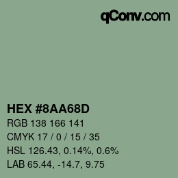 Color code: HEX #8AA68D | qconv.com