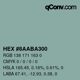 Farbcode: HEX #8AABA300 | qconv.com