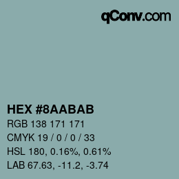 Color code: HEX #8AABAB | qconv.com