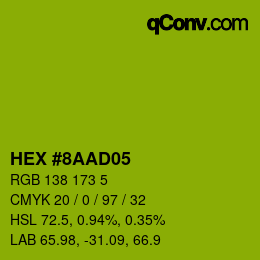 カラーコード: HEX #8AAD05 | qconv.com