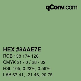 Color code: HEX #8AAE7E | qconv.com