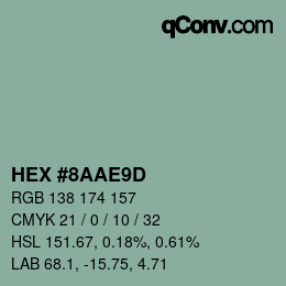 Color code: HEX #8AAE9D | qconv.com
