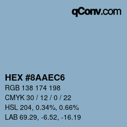 颜色代码: HEX #8AAEC6 | qconv.com
