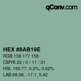 Color code: HEX #8AB19E | qconv.com