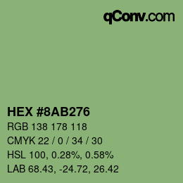 Farbcode: HEX #8AB276 | qconv.com