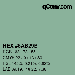 Color code: HEX #8AB29B | qconv.com