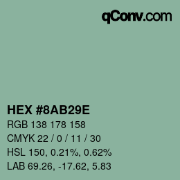 Code couleur: HEX #8AB29E | qconv.com