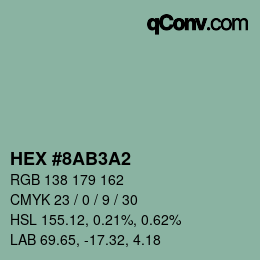 颜色代码: HEX #8AB3A2 | qconv.com