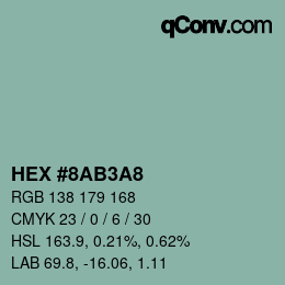 Color code: HEX #8AB3A8 | qconv.com