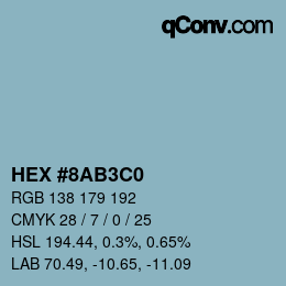 カラーコード: HEX #8AB3C0 | qconv.com