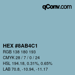 颜色代码: HEX #8AB4C1 | qconv.com