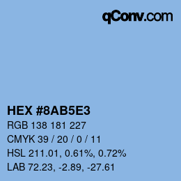 Farbcode: HEX #8AB5E3 | qconv.com