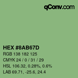 Color code: HEX #8AB67D | qconv.com