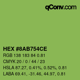 カラーコード: HEX #8AB754CE | qconv.com