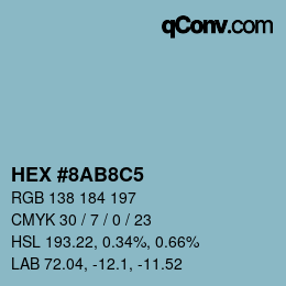 カラーコード: HEX #8AB8C5 | qconv.com