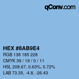 カラーコード: HEX #8AB9E4 | qconv.com