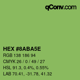 Color code: HEX #8ABA5E | qconv.com