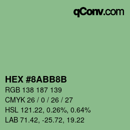 Color code: HEX #8ABB8B | qconv.com