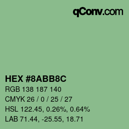 Color code: HEX #8ABB8C | qconv.com