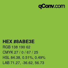 Color code: HEX #8ABE3E | qconv.com