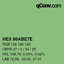 Color code: HEX #8ABE7E | qconv.com