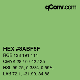 Color code: HEX #8ABF6F | qconv.com