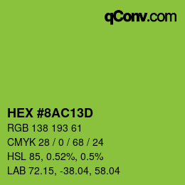 Color code: HEX #8AC13D | qconv.com