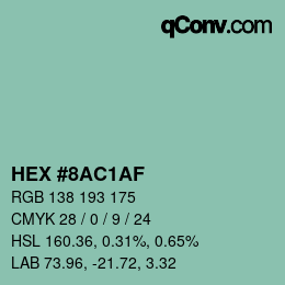 Color code: HEX #8AC1AF | qconv.com