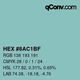 Color code: HEX #8AC1BF | qconv.com