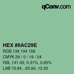 Color code: HEX #8AC29E | qconv.com