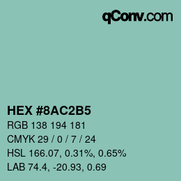 Color code: HEX #8AC2B5 | qconv.com