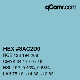 カラーコード: HEX #8AC2D0 | qconv.com