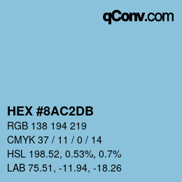 颜色代码: HEX #8AC2DB | qconv.com