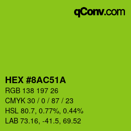 Color code: HEX #8AC51A | qconv.com