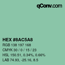 Color code: HEX #8AC5A8 | qconv.com