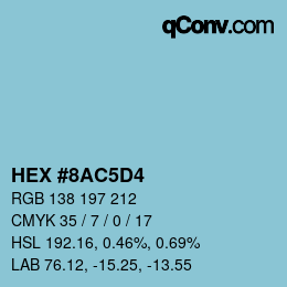 カラーコード: HEX #8AC5D4 | qconv.com