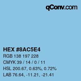 Farbcode: HEX #8AC5E4 | qconv.com