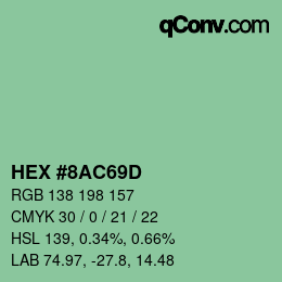 Código de color: HEX #8AC69D | qconv.com