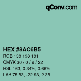 Color code: HEX #8AC6B5 | qconv.com