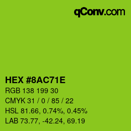 Color code: HEX #8AC71E | qconv.com
