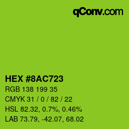 カラーコード: HEX #8AC723 | qconv.com