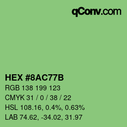 Color code: HEX #8AC77B | qconv.com