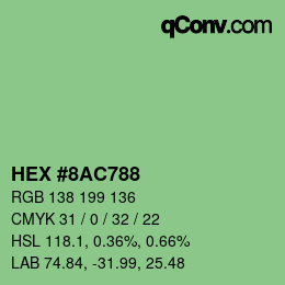 Color code: HEX #8AC788 | qconv.com