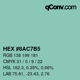 カラーコード: HEX #8AC7B5 | qconv.com